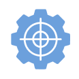 Gear icon featuring a crosshair