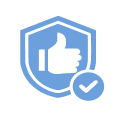 Approval shield icon with thumbs up